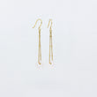 Load image into Gallery viewer, 18ct gold-plated dangle earrings with delicate pink gemstones on a white background