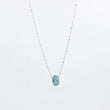 Load image into Gallery viewer, Handmade gemstone necklace with turquoise and silver satellite chain, on a white background