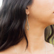 Load image into Gallery viewer, Handmade silver earrings sideways show showing earring dangling from model's ear