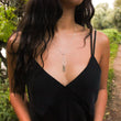 Load image into Gallery viewer, Front shot of model wearing sterling silver necklace with beads. Dancing Kite design, on silverside path