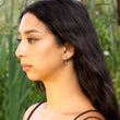 Load image into Gallery viewer, Unusual handmade earrings worn by model, showing Eolian design in her left ear lobe