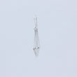 Load image into Gallery viewer, Zephyr earrings in close up from side showing how silver chain threads through tube on top of V-charm