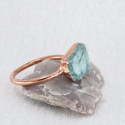Broken glass copper ring