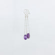 Load image into Gallery viewer, Amethyst gemstones earrings on silver satellite chain, against a white background
