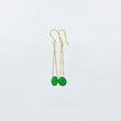 Load image into Gallery viewer, Jade gemstones earrings on gold-plated satellite chain, against a white background
