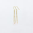 Load image into Gallery viewer, Rose quartz gemstones earrings on gold-plated satellite chain, against a white background
