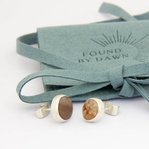 Found beach pebble stud earrings -Found by You bespoke jewellery 