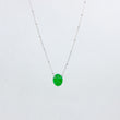 Load image into Gallery viewer, Silver necklace with jade gemstone on white background
