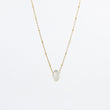 Load image into Gallery viewer, Circle gemstone pendant necklace with gold-plated chain showing clear side of stone
