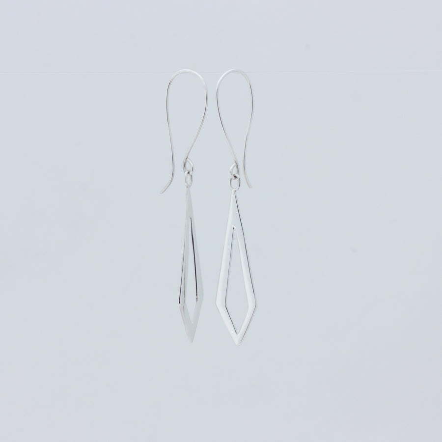 Dancing Kite earrings - showing one facing front and the other to side, on white background
