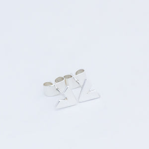 V shaped sterling silver handmade earring studs, points facing each other